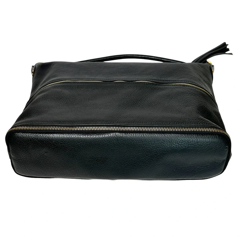 Onna Ehrlich Handbag Kemi Hobo Pebbled Leather‎ Tassel Zip Black OS Boho Chic